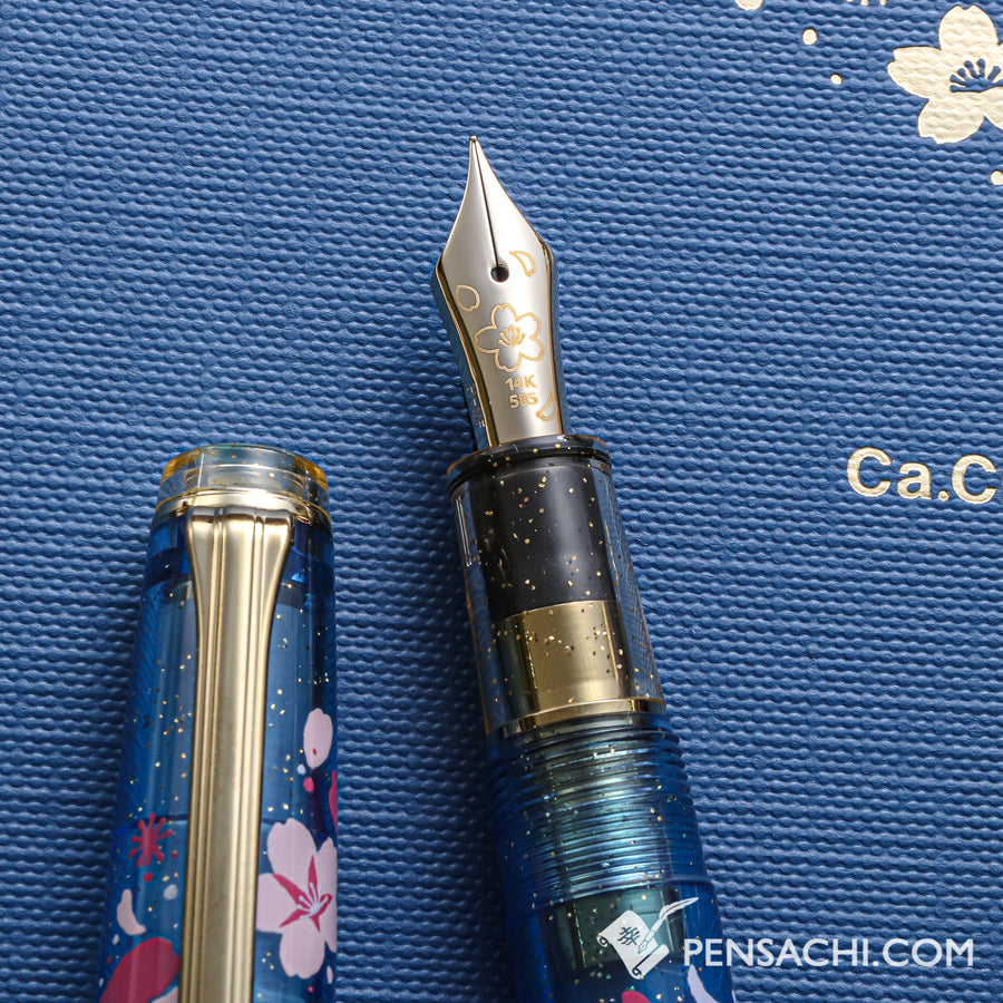 SAILOR Limited Edition Pro Gear Slim Demonstrator Sakura Set - Blue Gold - PenSachi Japanese Limited Fountain Pen